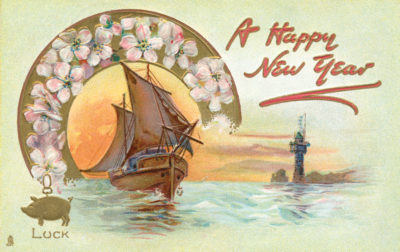 <br />
Front side of an antique Happy New Year postcard dating from 1908. With the arrival of 2013 and the Maya apocalypse behind us, I thought this card would provide a good opportunity to wish everyone all the best this New Year :-)
<br /><br />

Available at web resolution under a Creative Commons license on condition of including credits and a link back to the <b><u><a href='http://freestock.ca/vintage_heraldry_g88-happy_new_year_card__circa_1908_p2608.html' title='Vintage Happy New Year' target='_blank'>same image</a></u></b> from my sister website <b><u><a href='http://freestock.ca' title='freestock.ca' target='_blank'>freestock.ca</a></u></b>. For purchasing a license of this image at much higher resolution or without credit requirements, please feel free to <b><u><a href='http://somadjinn.com/theme-options/contact/' title='contact' target='_blank'>contact me</a></u></b>, I am open to discuss fair pricing for using my work in a wide variety of applications.