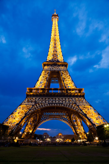 <br/>
Long exposure twilight photo of the Eiffel Tower in Paris, France. Unlike most other images I submit for commercial use, please note this photo in particular is reserved exclusively for personal or editorial use as the design of night lights on the Eiffel Tower are otherwise copyrighted.